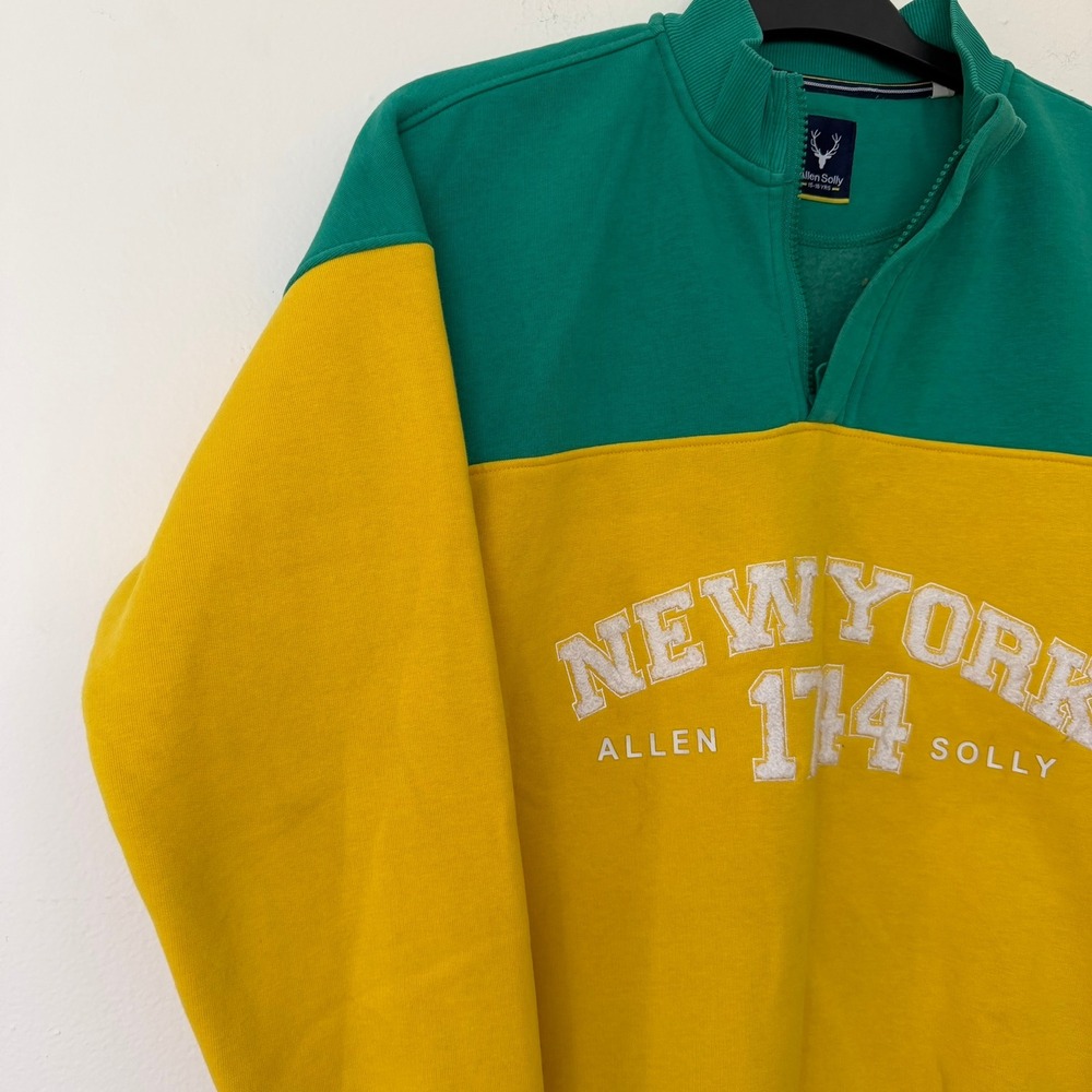 Allen Solly Youth 16 Years Colorblock Quarter Zip Flecce Sweatshirt - Picture 5 of 14